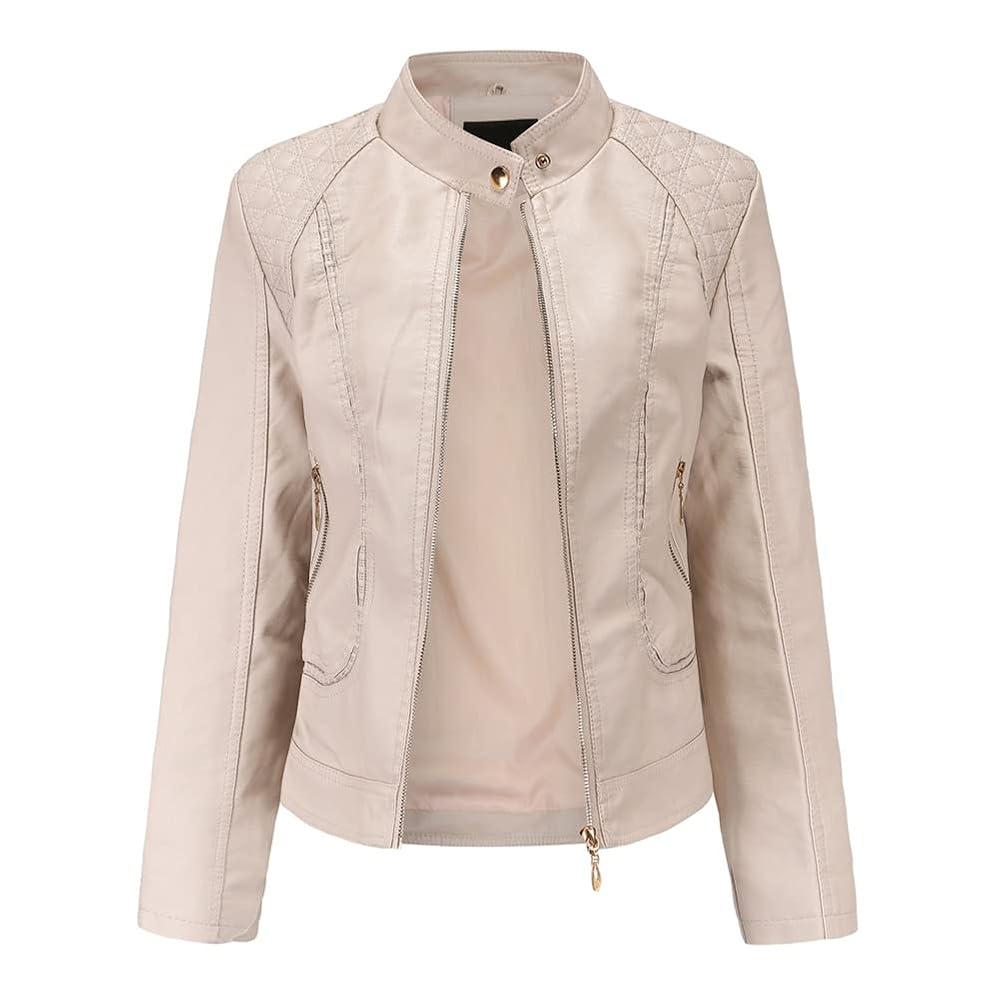 PASTING LIKE FAKE LEATHER JACKET ベージュ　M PASTING LIKE SYNTHETIC LEATHER JACKET（その他アウター